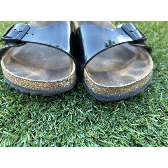 Birkenstock Unisex Madrid Black Patent Leather Slip On Sandals Size EU 41 L10 M8 - Picture 12 of 15